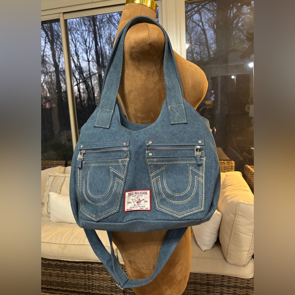NWT | True Religion Denim Tote Bag - Light Blue with Silver Hardware - Picture 5 of 6